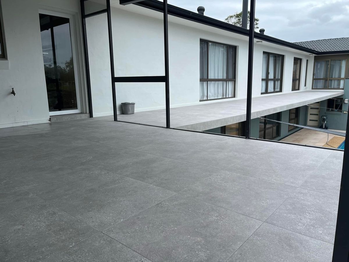 Large format grey tiles